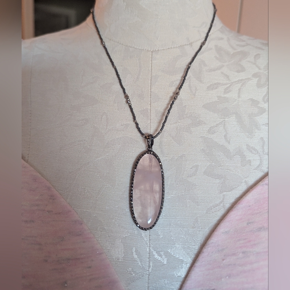 NWOT Rose Quartz Marcasite Necklace
